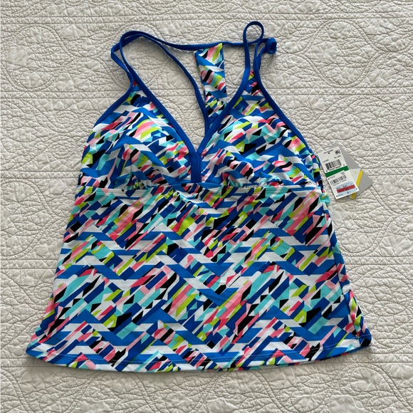 NWT Women’s Blue Printed Go Gossip Swim Tankini Top - Sz L - Picture 3 of 16
